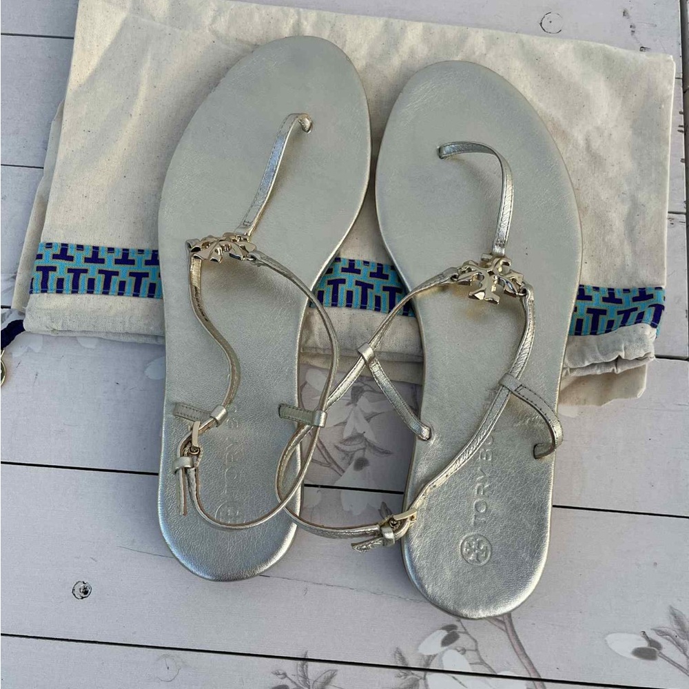 Tory Burch Metallic Silver Sandals